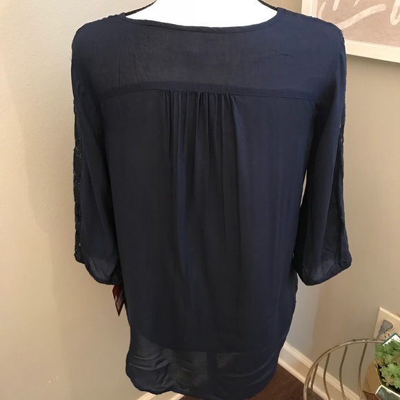 NWT Mossimo Boho Navy Blue Embroidered Tunic - Picture 4 of 6